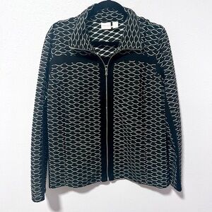 Chico's Black‎ and White Zip-Up Jacket LARGE